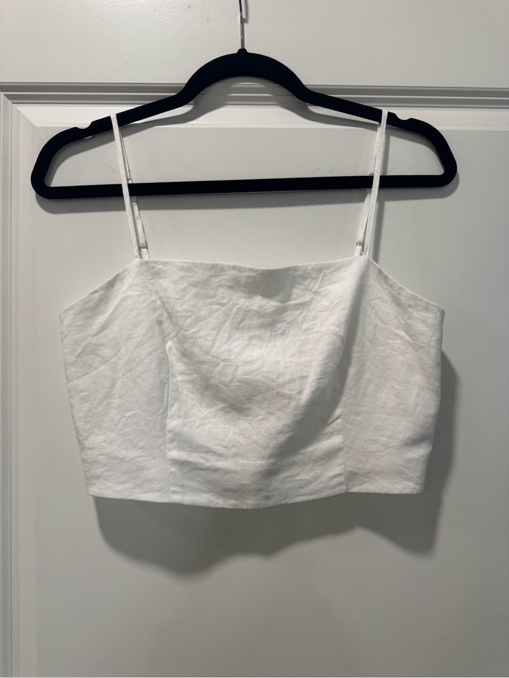 Solid & Striped: Loretto Linen Crop Top Optic White